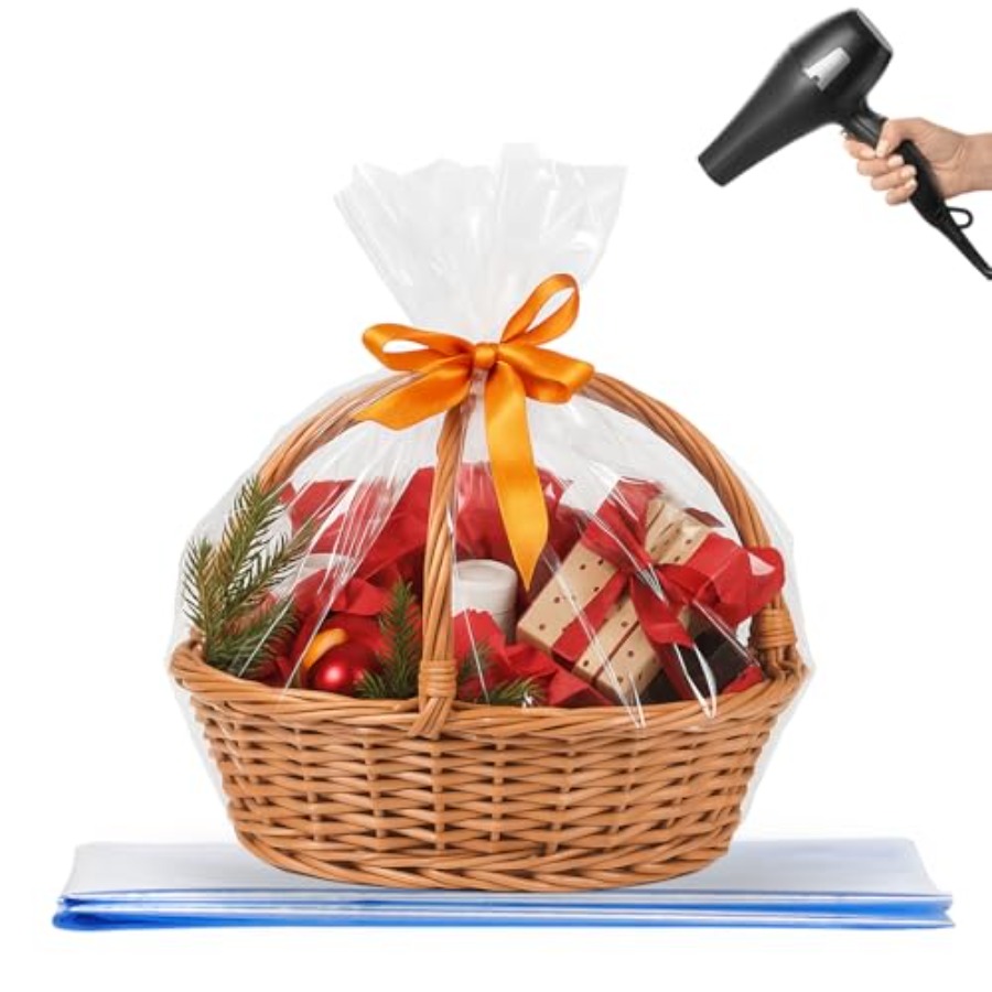 Cellophane Wrap Clear - Shrink Wrap Bags for Gift Baskets
