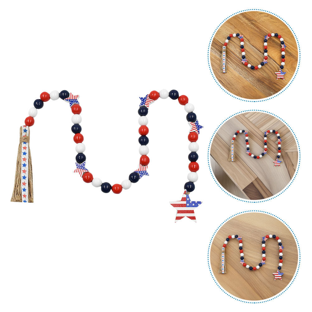 Patriotic Wood Bead Garland In - огляд і ціна Twine Jute Natural