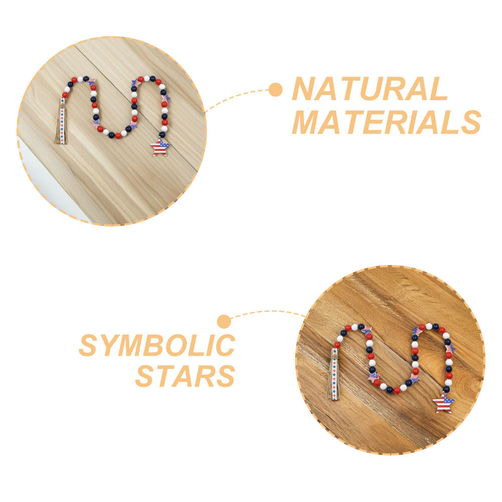 Patriotic Wood Bead Garland In - огляд і ціна Twine Jute Natural