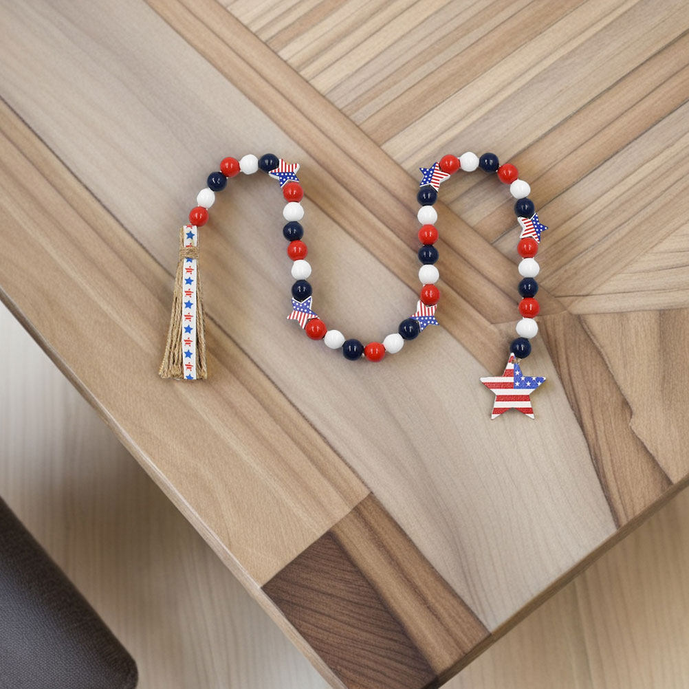 Patriotic Wood Bead Garland In - огляд і ціна Twine Jute Natural