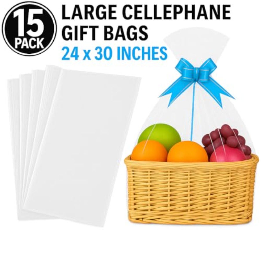15 Pack Large Clear Cellophane - огляд і ціна Cellophane Wrap Clear