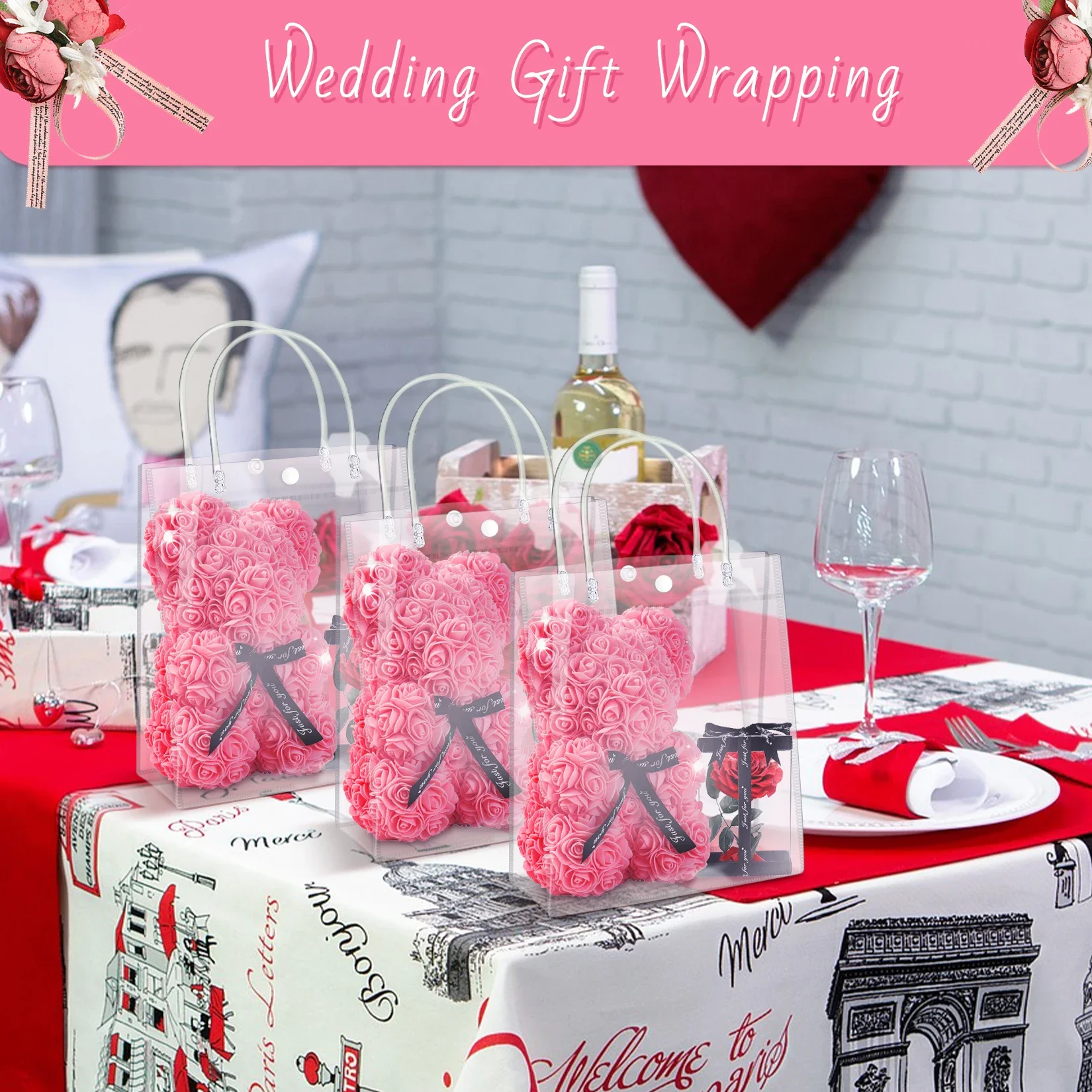 Clear PVC Gift Bags with Handl - огляд і ціна Cellophane Wrap Clear