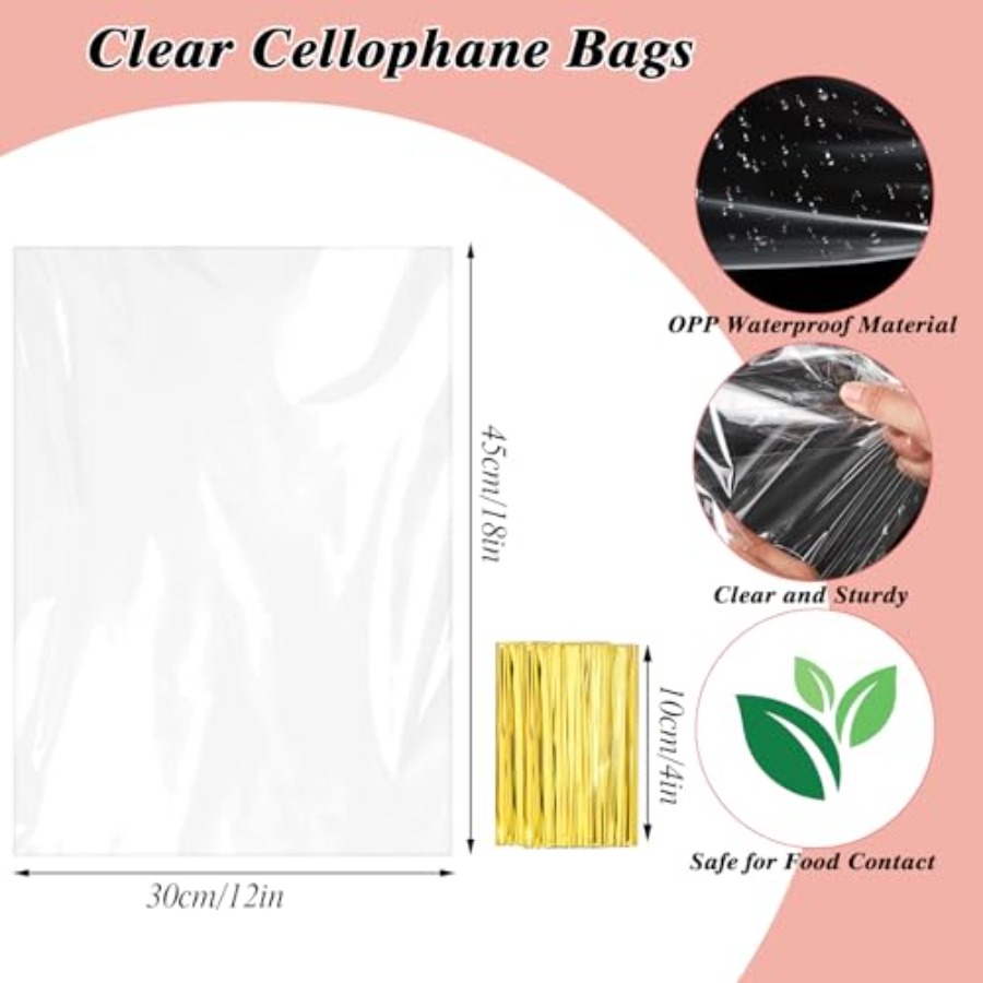 60PCS Cellophane Gift Bags 12x - огляд і ціна Cellophane Wrap Clear