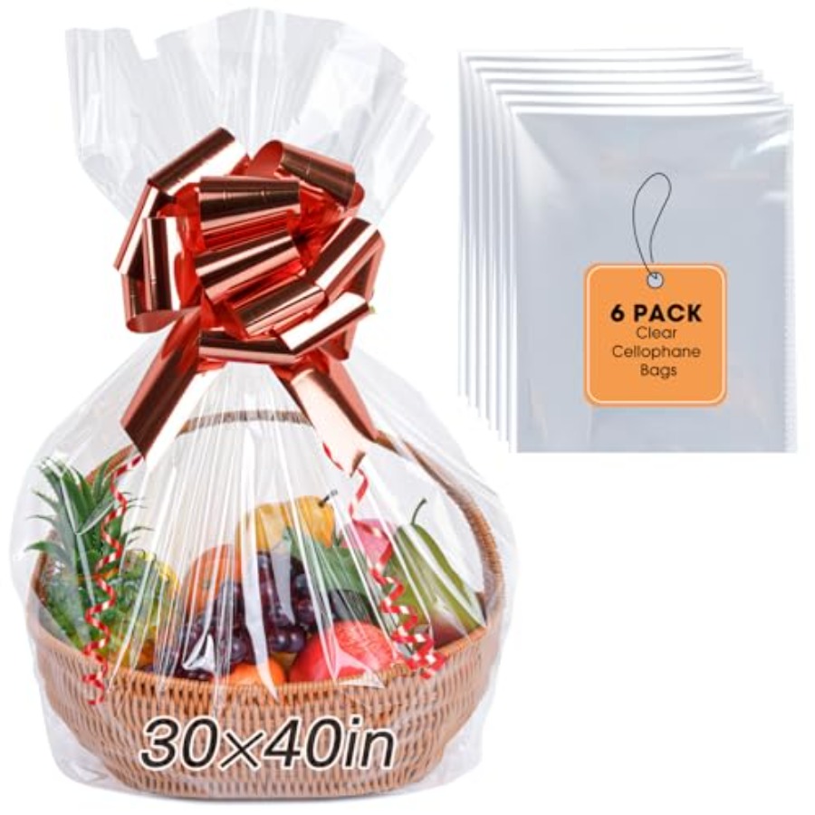 6PCS Extra Large Cellophane Ba - огляд і ціна Cellophane Wrap Clear